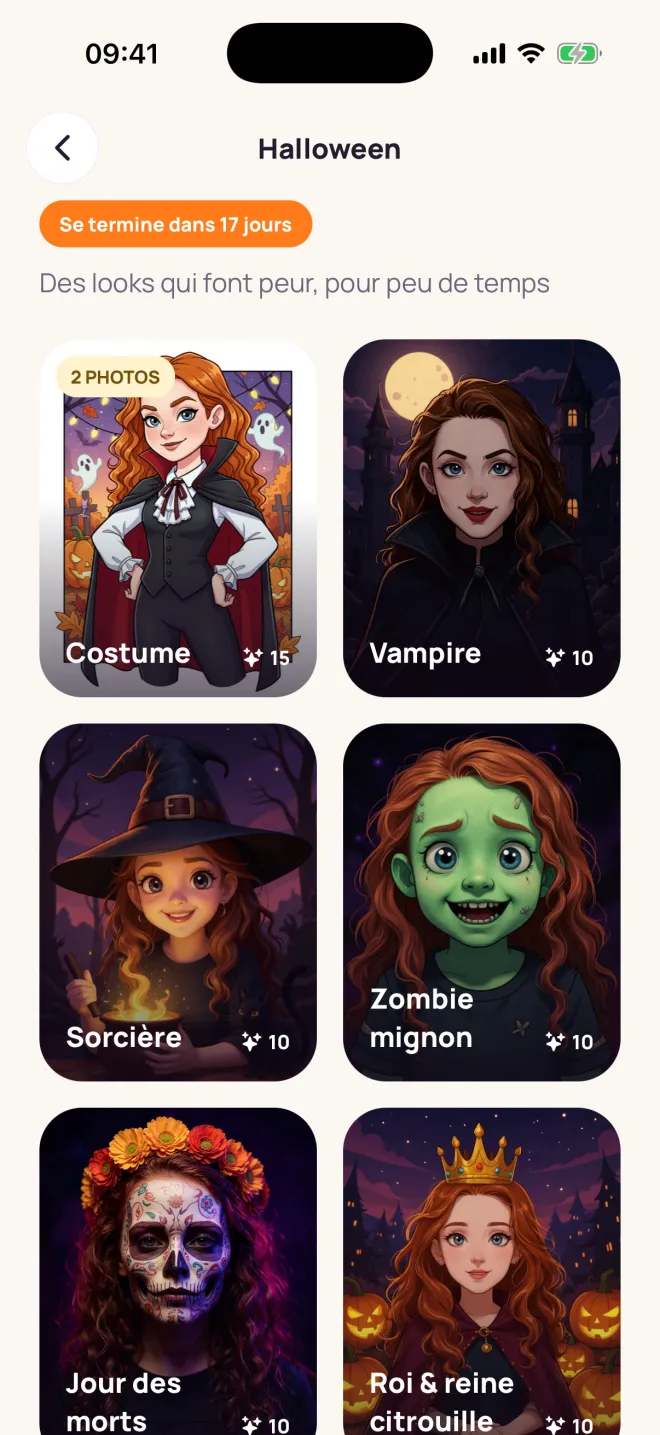 La collection Halloween dans l’app