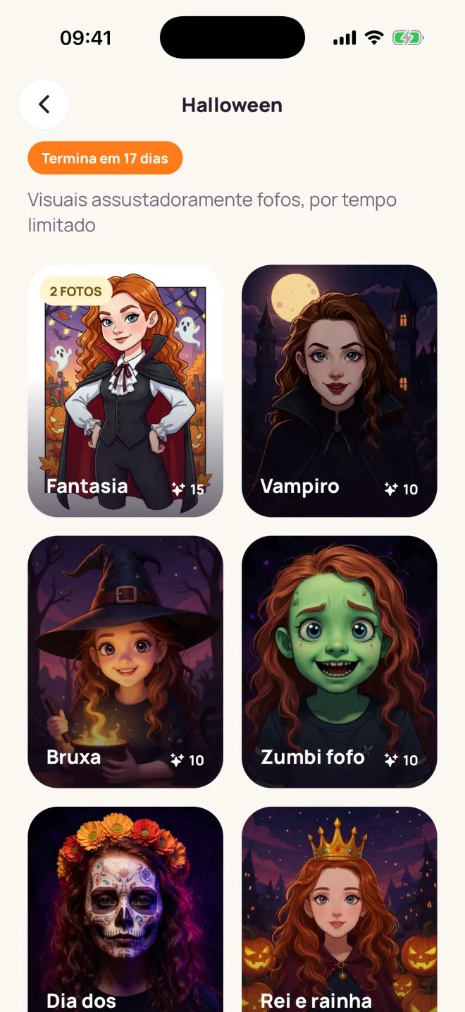 A coleção de Halloween no app